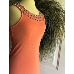 Ruby Sky salmon/peachy/coral/orange color sleeveless halter style tank top